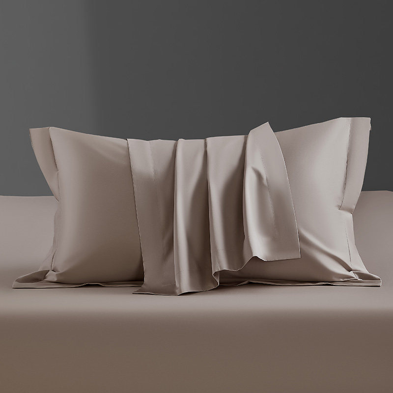 高档140支长绒棉贡缎枕套单只全棉纯色48*74单人信封式纯棉枕头套