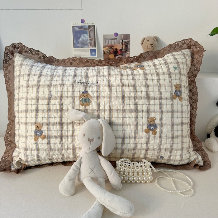 枕套50*80全棉加厚夹棉韩版花边