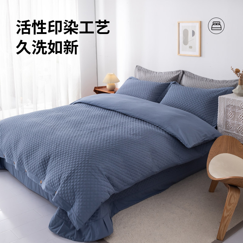 纯色纯棉加厚夹棉被套加厚