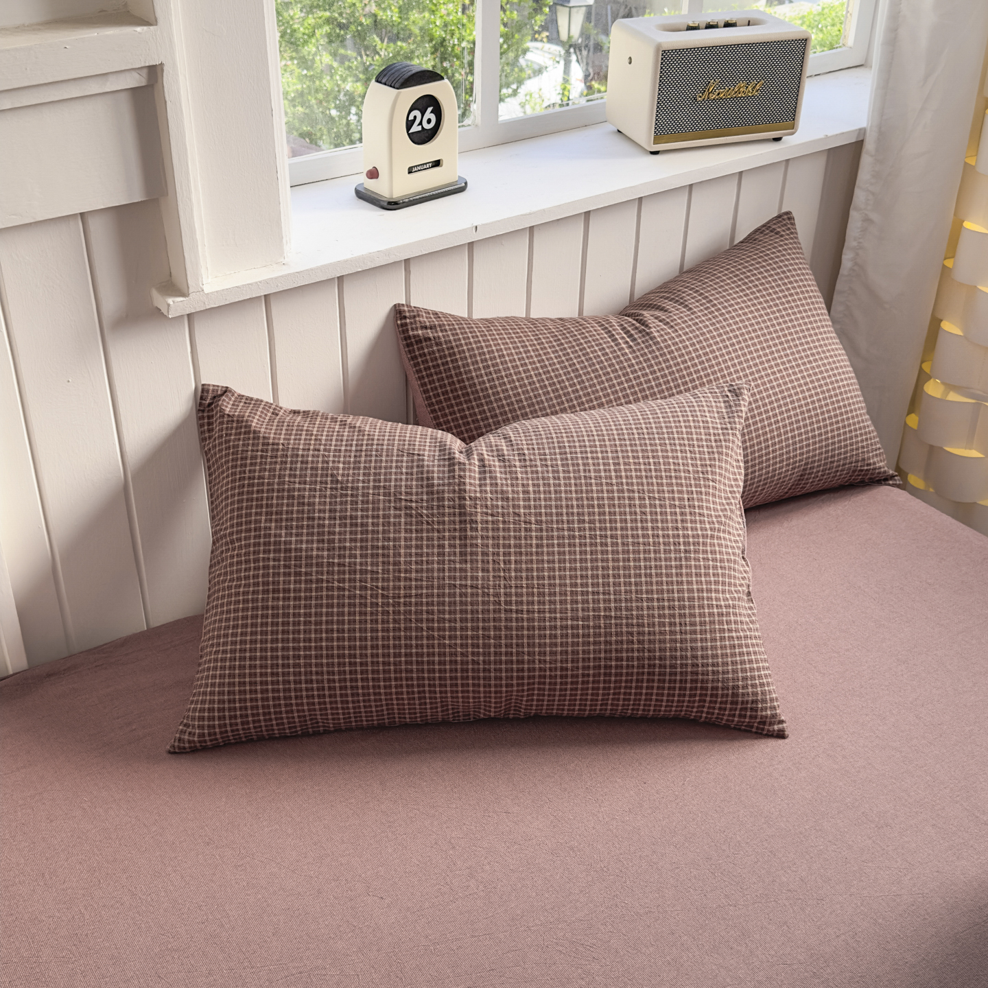 全棉水洗棉枕套一对装纯色双拼色单人日式信封式纯棉枕头套