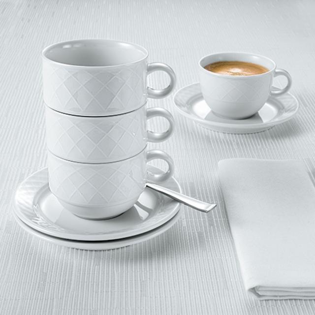 德国唯宝VilleroyBoch进口高档轻奢咖啡杯杯碟纯白陶瓷西餐餐具