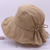 遮阳春季 s1新款 渔夫帽女夏季 防晒帽褶皱防紫外线蝴蝶结青年太阳帽