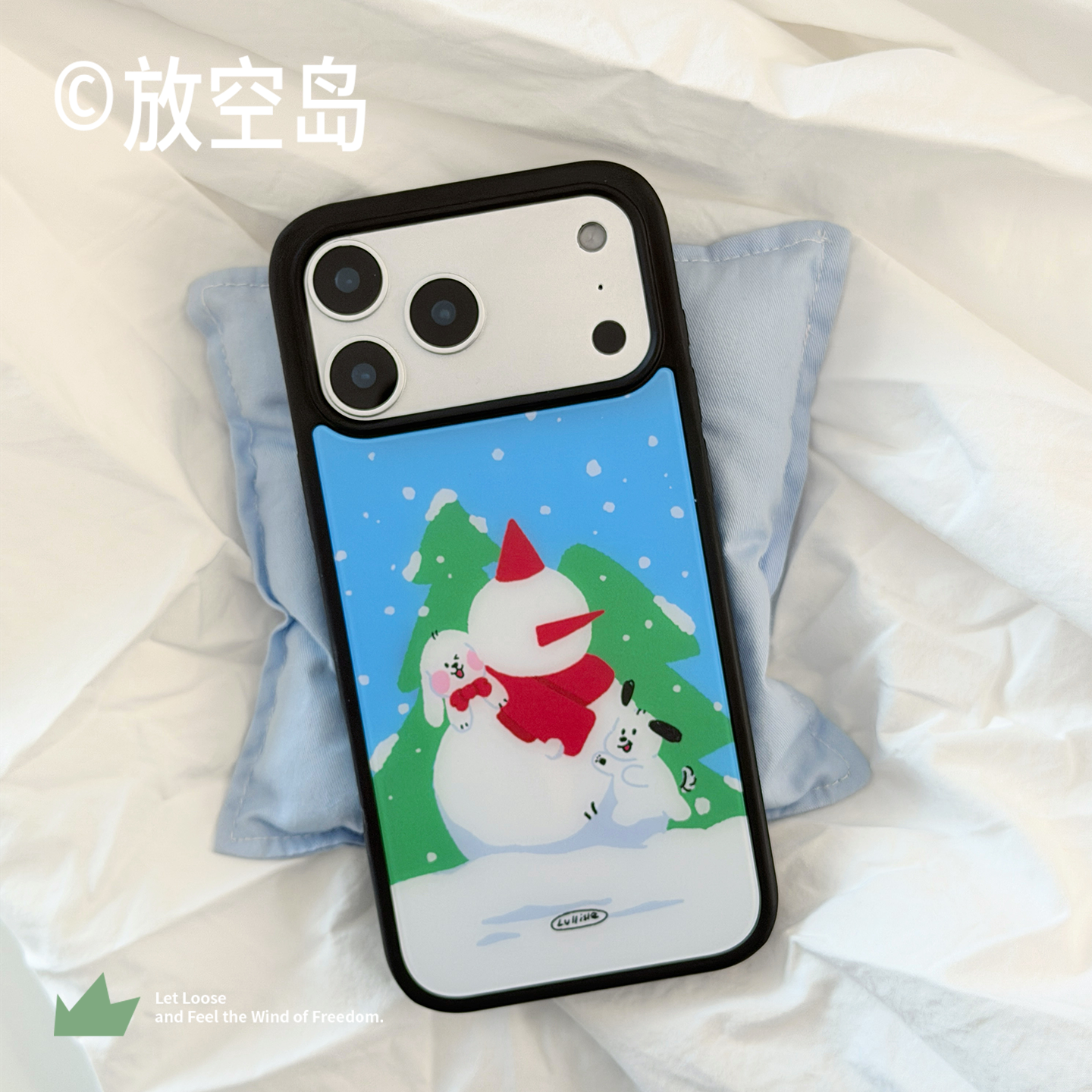 放空岛正版原创丨＜冬天快乐＞雪人黑边磨砂磁吸手机壳轻薄不沾指纹小众设计高级感iPhone17promax