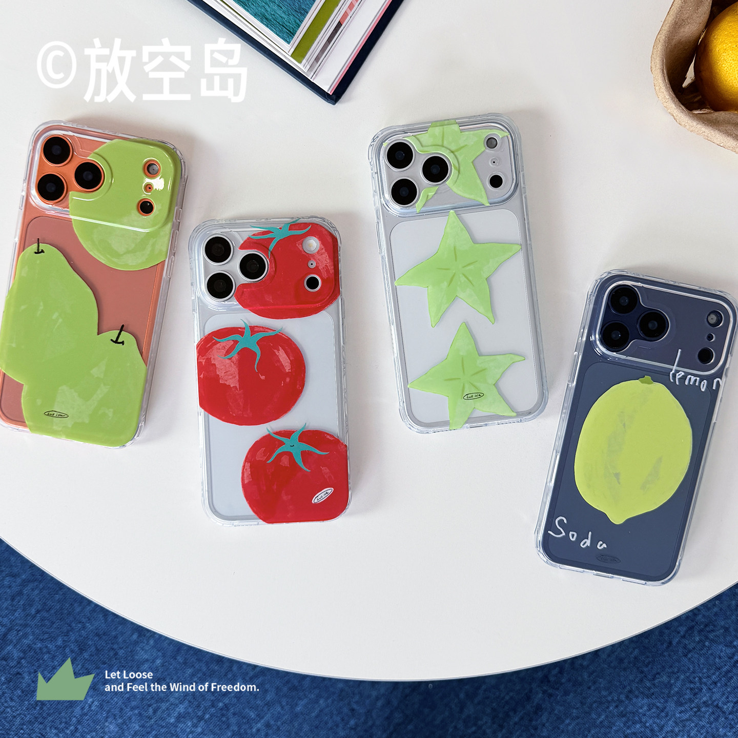 放空岛原创正版丨水果苏打丨小众设计感透明mini角双层imd手机壳iPhone17promax ins全包防摔包相机键