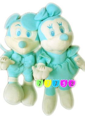 很可爱！情侣湖绿色米老鼠公仔米奇米妮毛绒玩具包包挂件！一对