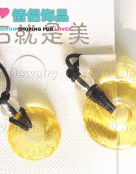 情侣水晶项链吊坠男女款水晶同心圆平安扣项链饰品