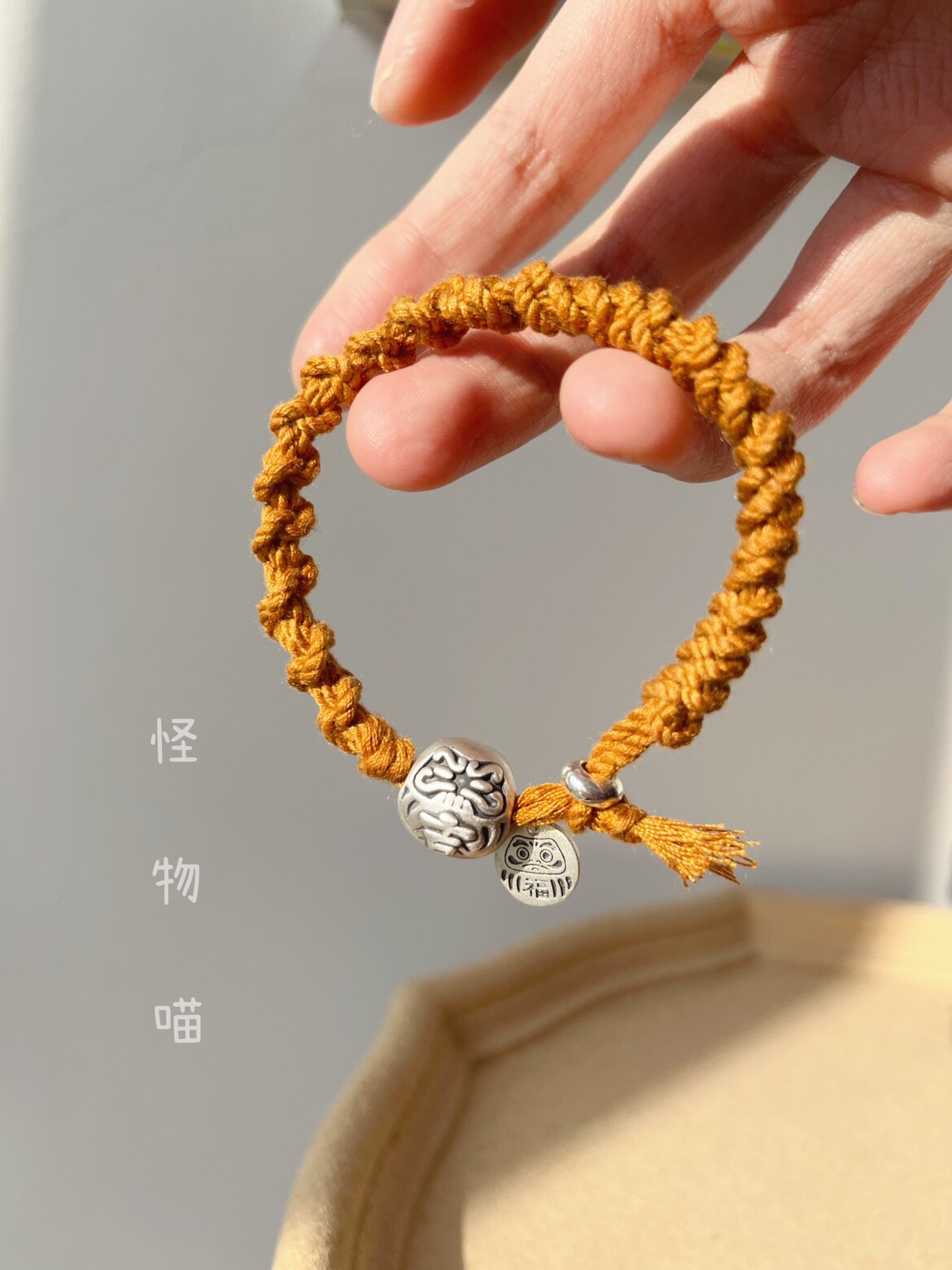 怪物原创藏式招福达摩手绳纯银