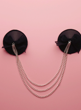 金属链条乳贴  黑色布底银色金属链条乳头贴 性感情趣装扮胸贴