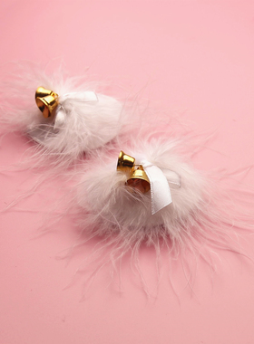 毛毛金色铃铛 黑色白色性感羽毛胸贴   可重复使用乳头贴 咪咪贴