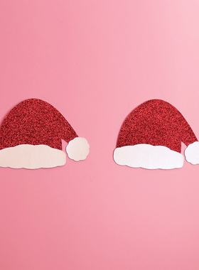 红色圣诞帽胸贴 可爱 一次性乳头贴 派对节日装扮个性 乳贴咪咪贴