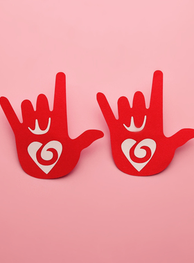 红色手势形状一次性性感女胸贴 个性超薄透气色丁乳头贴 咪咪贴