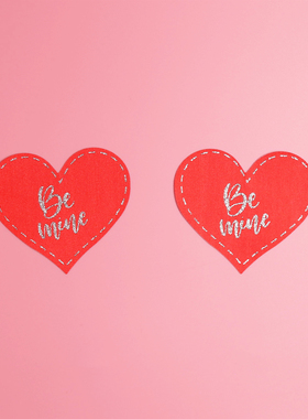红色情人节胸贴心形闪粉Be Mine 一次性乳贴 个性性感无痕乳头贴