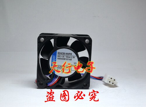 全新EBMPAPST 624/39 HHPR 24V 155mA 3.7W 6025 4线变频器风扇