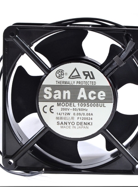 全新原装SANYO 109S008UL 200V 14/12W 12CM 12038交流散热风扇