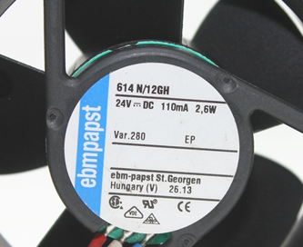 原装进口德国ebmpapst 24v 614N/12GH 110MA 2.6W 变频器散热风扇