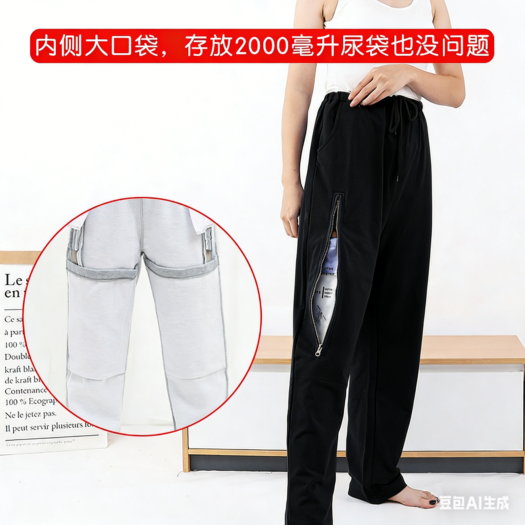 护理裤春夏造口专用膀胱肾造瘘尿袋引流袋固定裤导尿管失禁防漏