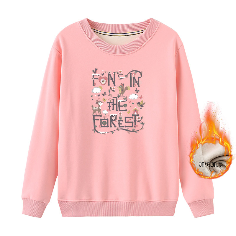 加肥加大码女装胖mm秋冬加绒加厚卫衣宽松显瘦初中高中学生上衣