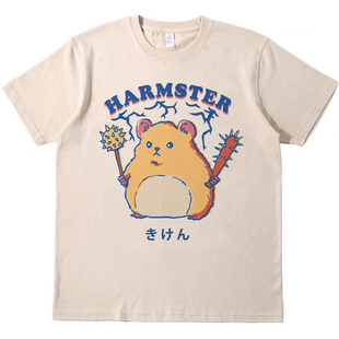 暴力龙猫趣味复古美式男女T恤情侣vintage纯棉宽松bf短袖teeshirt