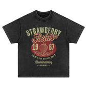 披头士乐队水洗做旧纯棉宽松圆领长短袖 永远 草莓地 t恤男女卫衣