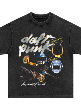 蠢朋克daftpunk 重磅纯棉水洗做旧美式宽松男女长短袖t恤卫衣tee