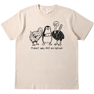 男女情侣T恤纯棉tee 复古vintage短袖 飞行不是一种选择 趣味美式
