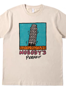 nobody perfect趣味美式印花T恤复古vintage男女情侣纯棉短袖tee