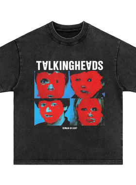 talking heads 摇滚美式重磅水洗做旧纯棉宽松长短袖t恤男女卫衣