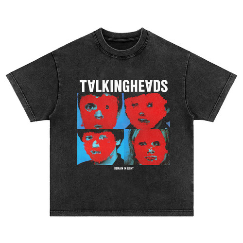 talking heads 摇滚美式重磅水洗做旧纯棉宽松长短袖t恤男女卫衣