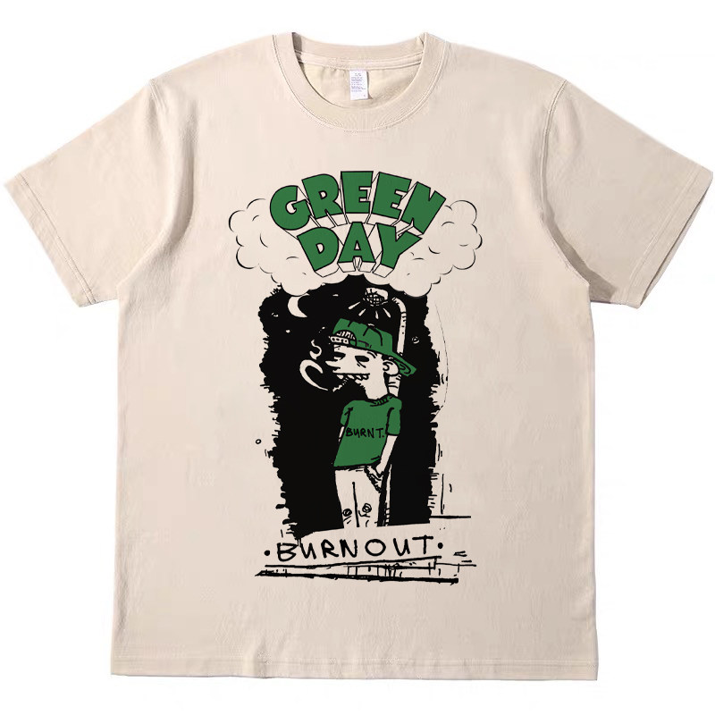 绿日乐队green day 朋克美式休闲复古vintage短袖男女T恤纯棉tee