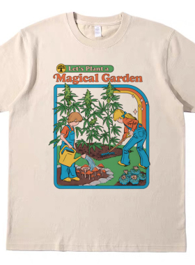 美式插画古着 直喷印花T恤复古vintagetee男女宽松休闲短袖tshirt