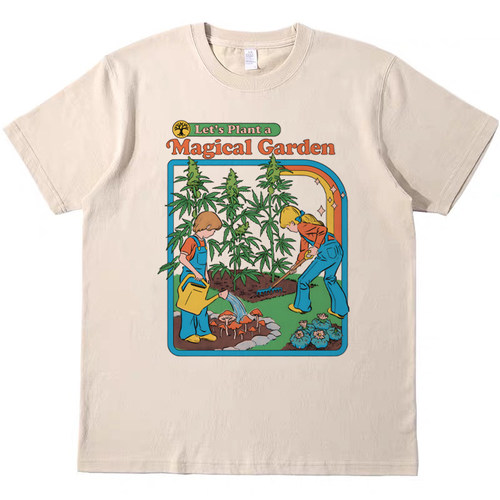 美式插画古着 直喷印花T恤复古vintagetee男女宽松休闲短袖tshirt