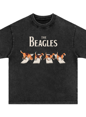 披头士beatles乐队搞怪Vintage重磅水洗做旧纯棉短袖T恤男女卫衣