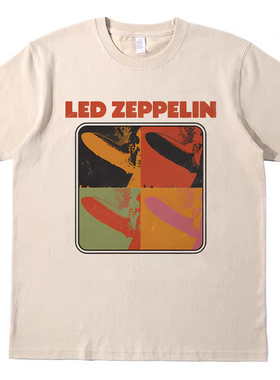 led zeppelin 阿美咔叽美式复古vintage短袖男女情侣T恤纯棉tee
