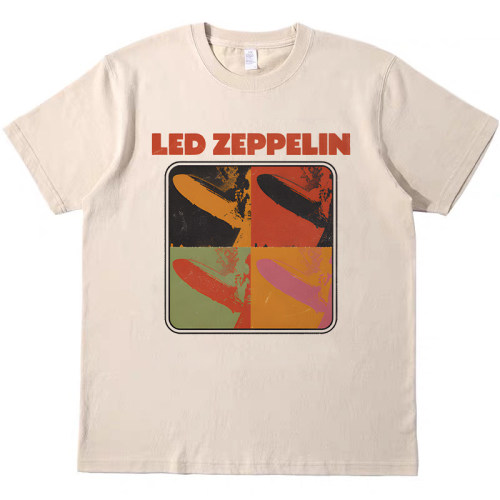 led zeppelin 阿美咔叽美式复古vintage短袖男女情侣T恤纯棉tee