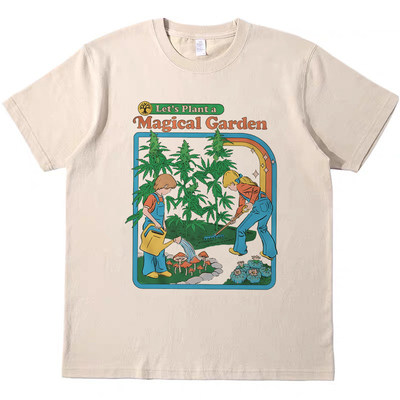 让我们种一个魔法花园美式T恤复古vintage男女宽松休闲短袖tshirt