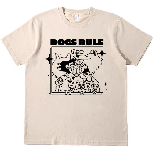 dogs rule趣味可爱 美式T恤复古vintage男女宽松bf纯棉短袖tshirt