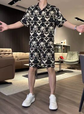 夏季男士透气短袖POLO衫短裤套装