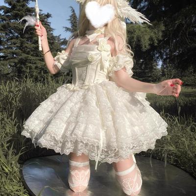 千层公主玫瑰重工生成色花嫁洋装