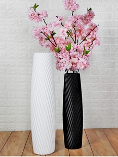 陶瓷落地白色黑色简约时尚 饰品干花大花瓶 现代客厅摆件家用装 欧式