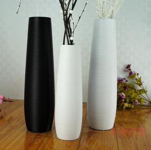 饰品干花大花瓶 现代客厅摆件家用装 陶瓷落地白色黑色简约时尚 欧式