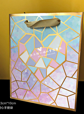 6个单面烫金手提袋紫色浪漫星空ins风礼物包装袋生日喜糖回礼袋子