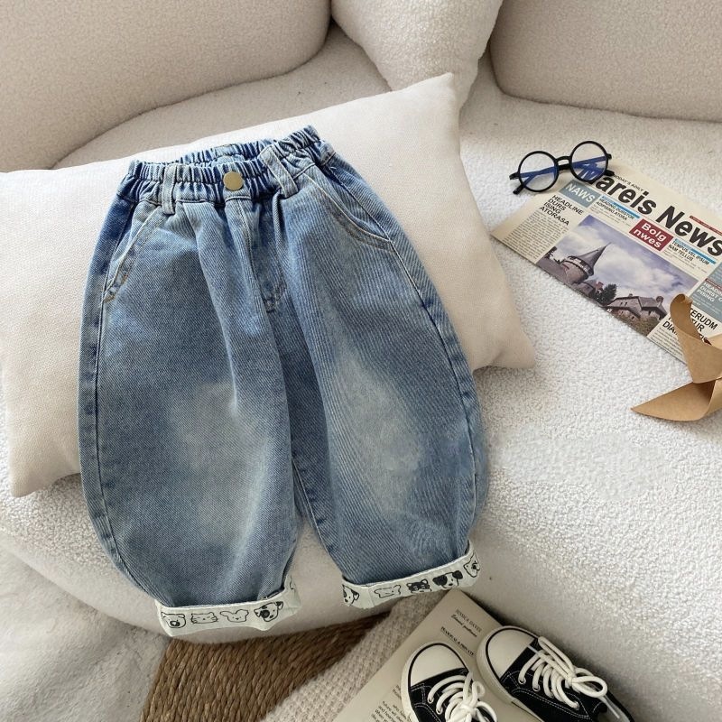 儿童软牛仔裤韩版宽松男童休闲裤子2025新款春秋季女童装宝宝长裤