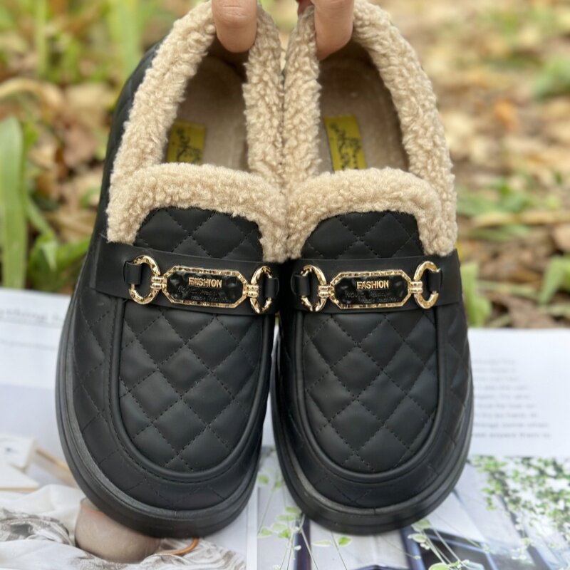 2024新款一脚蹬老北京棉鞋女鞋防水加绒加厚豆豆鞋防滑乐福鞋外穿,女鞋,棉鞋,淘宝优惠券,粉丝福利购,淘宝优惠卷