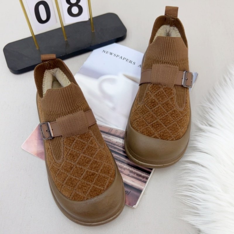 厚底韩版加绒乐福鞋小个子增高勃肯鞋女一脚蹬松紧口休闲女士棉鞋,女鞋,棉鞋,淘宝优惠券,粉丝福利购,淘宝优惠卷