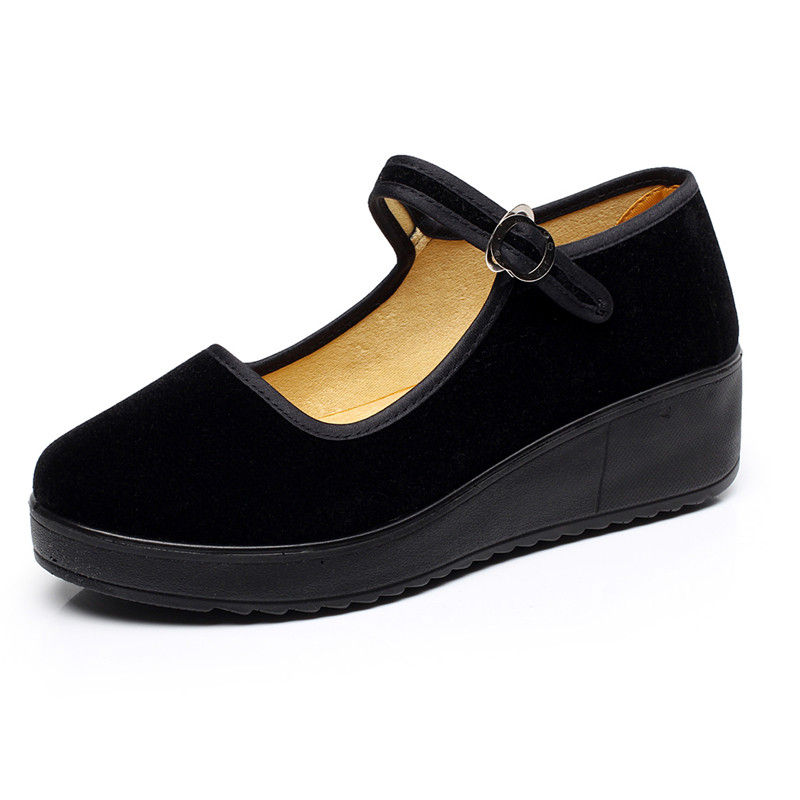 厚底老北京布鞋女单鞋黑色高跟布鞋工作鞋跳舞礼仪浅口坡跟上班鞋,女鞋,传统布鞋,淘宝优惠券,粉丝福利购,淘宝优惠卷