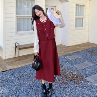 红色刺绣连衣裙2C098 爆款 时尚 新款 9052P140K218 现货春装