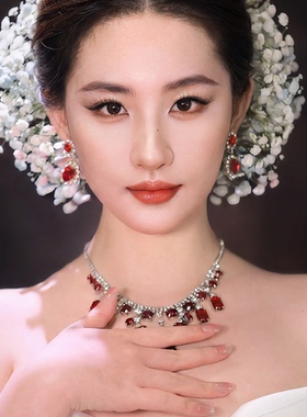 法式宫廷巴洛克红宝石新娘项链