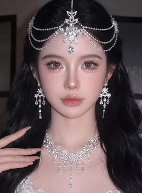 超闪钻新娘婚礼项链耳环套装