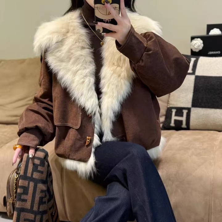 2025冬季新款狐狸毛领鹅绒派克服