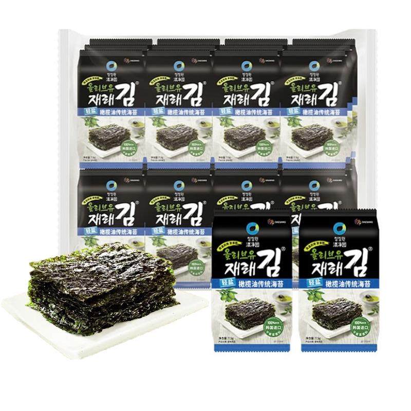 清净园轻盐橄榄油传统海苔韩国进口紫菜儿童海苔饭团拌饭解馋零食
